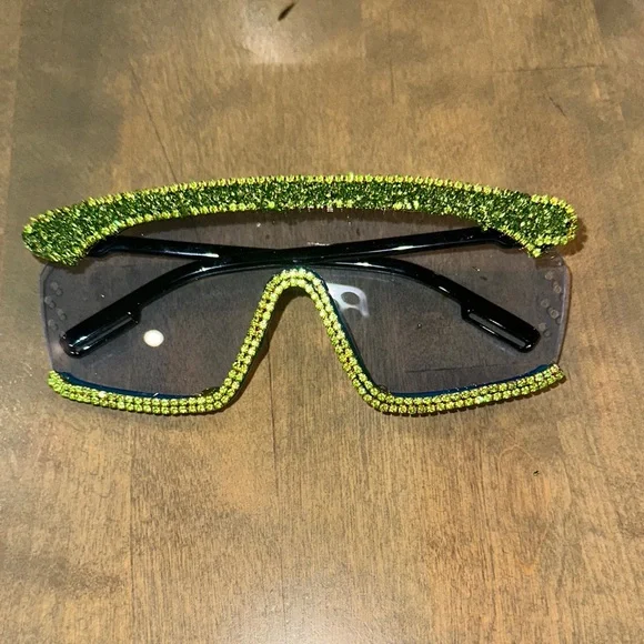 Black and Blue Rhinestone Sunglasses - Picture 2 of 5